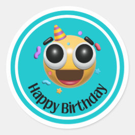 Redonda Pegatina Feliz Cumpleaños