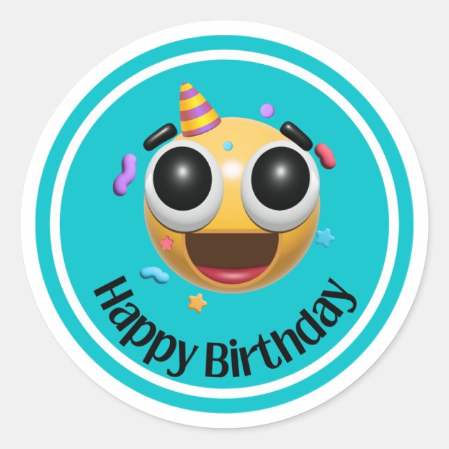 Redonda Pegatina Feliz Cumpleaños (Anverso)
