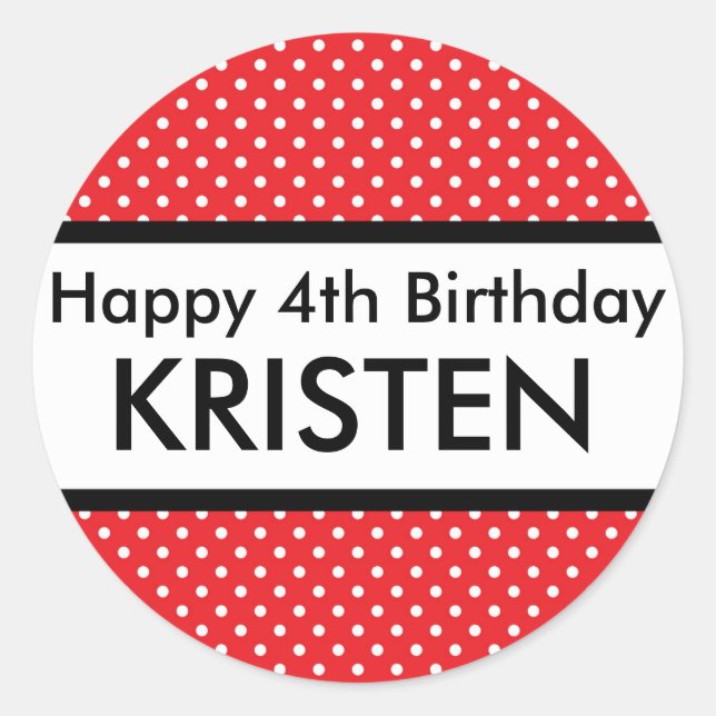 Redonda Pegatina Feliz Cumpleaños (Anverso)