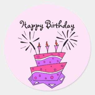 Redonda Pegatina Feliz Cumpleaños