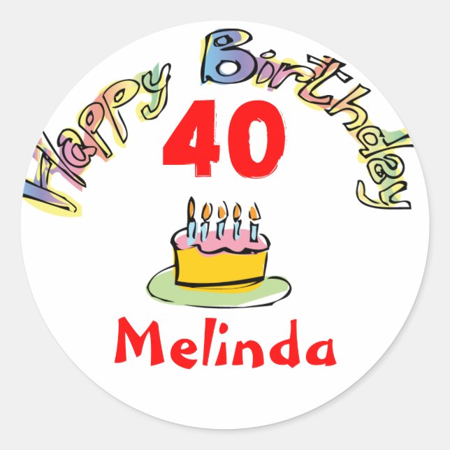 Redonda Pegatina Feliz Cumpleaños (Anverso)