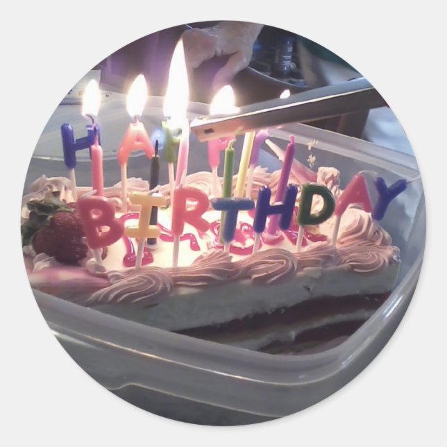 Redonda Pegatina Feliz Cumpleaños (Anverso)