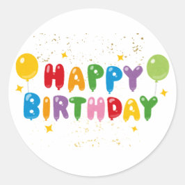 Redonda Pegatina Feliz Cumpleaños