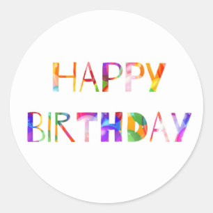 Redonda Pegatina Feliz Cumpleaños