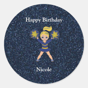 Redonda Pegatina "Feliz Cumpleaños" de Blue Sparkle