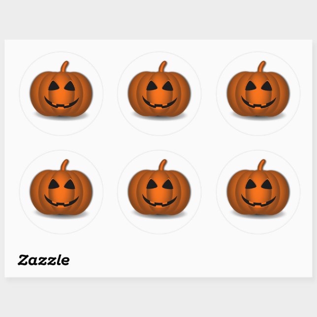 Redonda Pegatina feliz de Jack o' Lantern Halloween (Hoja)
