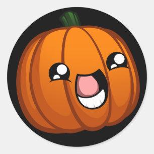 Redonda Pegatina feliz de la calabaza