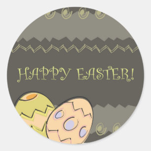 Redonda pegatina feliz de pascua