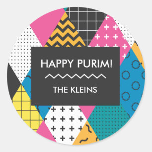 Redonda Pegatina feliz de Purim