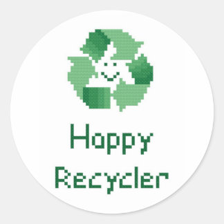 Redonda Pegatina feliz de reciclador