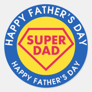 Redonda Pegatina feliz día del padre súper papá
