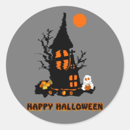Redonda Pegatina Feliz Halloween
