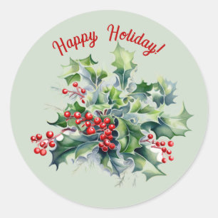 Redonda Pegatina Feliz Holly Holiday