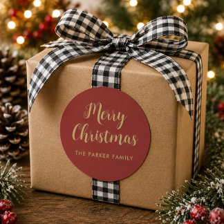 Redonda Pegatina Feliz Navidad | Escritura informal de fal