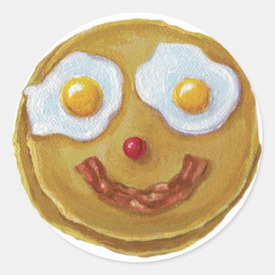 Redonda Pegatina Feliz Pancake