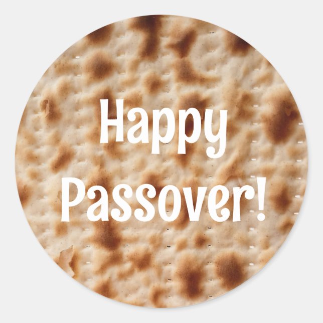 Redonda Pegatina Feliz Passover Matzah (Anverso)