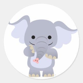 Redonda Pegatina feliz Personalizado elefante