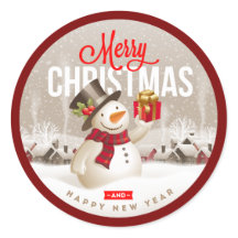 Pegatina festiva de hombre de nieve navideño – Fel