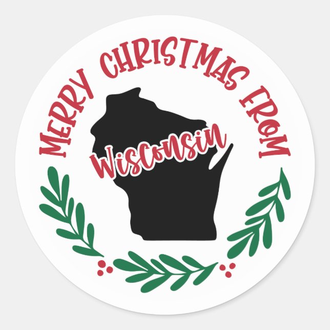 Redonda Pegatina festiva de Wisconsin (Anverso)