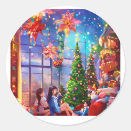 Redonda Pegatina festivo de alegría"