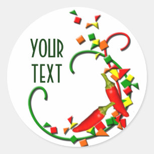 Redonda Pegatina Fiesta Chili Peppers