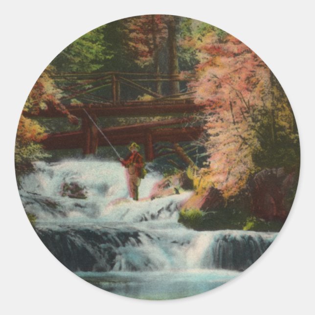 Redonda Pegatina Fisherman de Black Hills (Anverso)