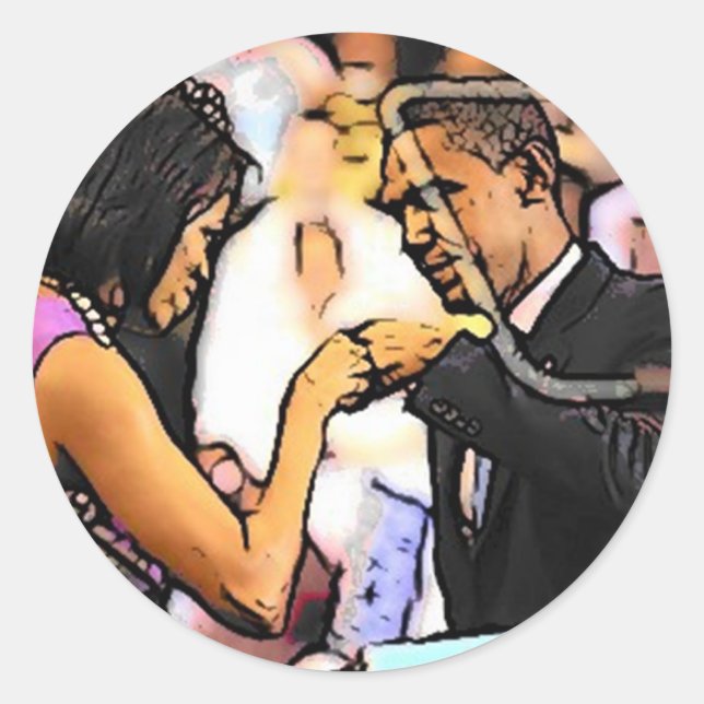 Redonda Pegatina Fist Bump (Anverso)