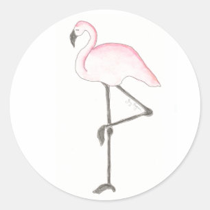 Redonda Pegatina Flamingo