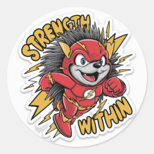 Redonda Pegatina Flash Hedgehog - Fuerza dentro de