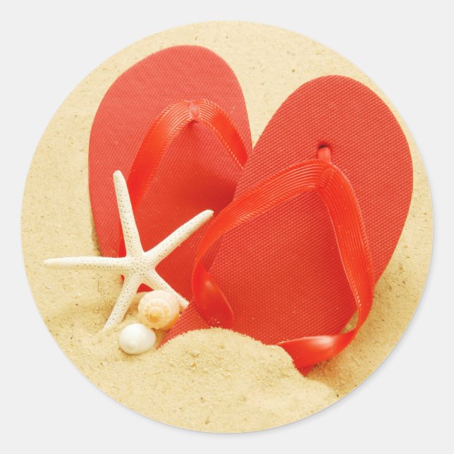 Redonda Pegatina Flip-Flops (Anverso)