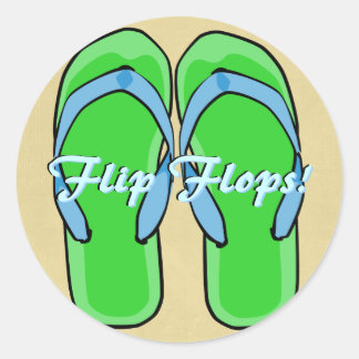 Redonda Pegatina Flipflops Verde