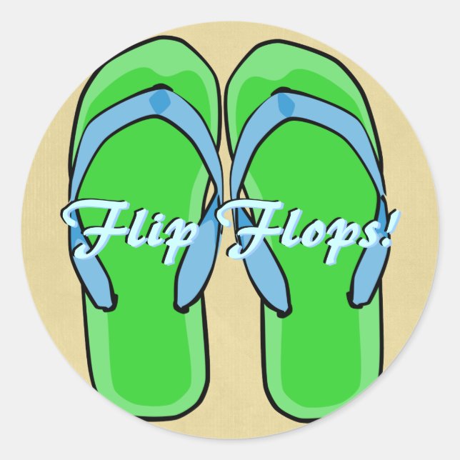 Redonda Pegatina Flipflops Verde (Anverso)