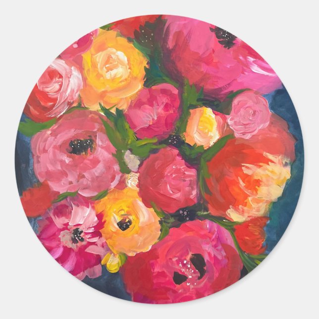 Redonda Pegatina floral (Anverso)