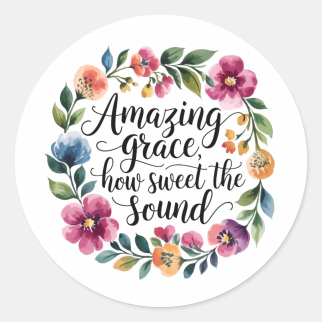 Redonda Pegatina Floral Amazing Grace (Anverso)