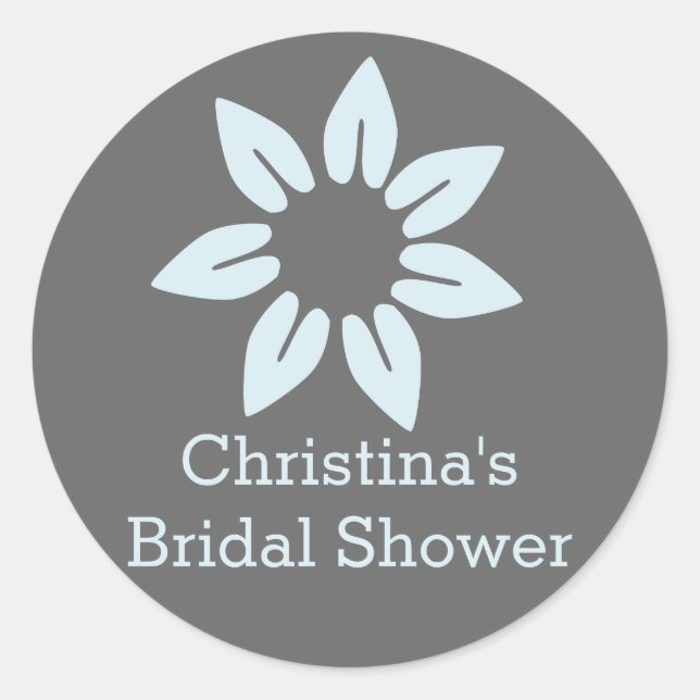 Redonda Pegatina Floral Azul (Anverso)