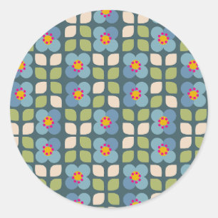 Redonda Pegatina floral azul y verde - Bloom & Stick