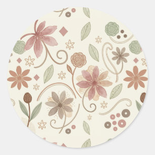 Redonda Pegatina floral boho