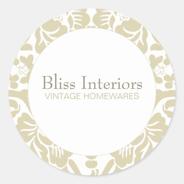 Redonda Pegatina Floral de Bliss Moda Damask (Anverso)