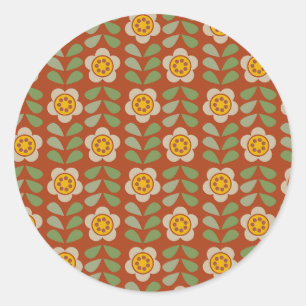 Redonda Pegatina floral de colores terrosos - Bloom & Stic