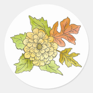 Redonda Pegatina floral de otoño