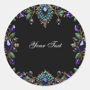 Redonda Pegatina floral de piedra preciosa