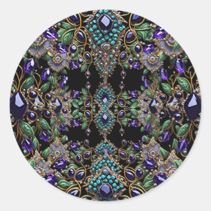 Redonda Pegatina floral de piedra preciosa