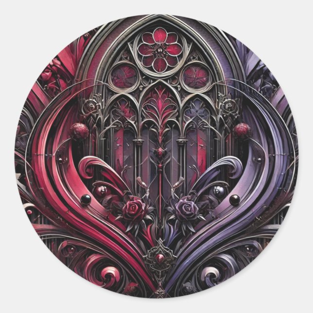 Redonda Pegatina floral del arco gótico (Anverso)