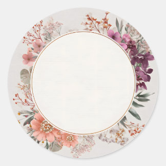 Redonda Pegatina floral – Diseño de flores botánicas linda
