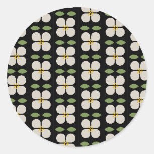Redonda Pegatina floral en negro y blanco - Bloom & Stick