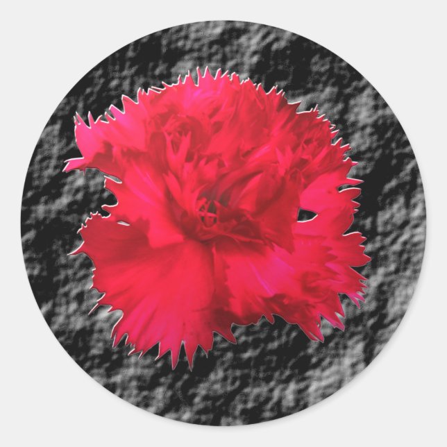 Redonda Pegatina Floral Fantsay de Carnación Roja (Anverso)