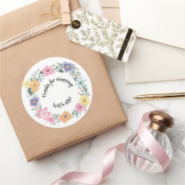 Redonda Pegatina floral "Gracias por comprar con nosotros"