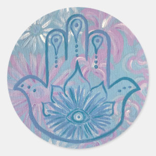 Redonda Pegatina Floral Hamsa