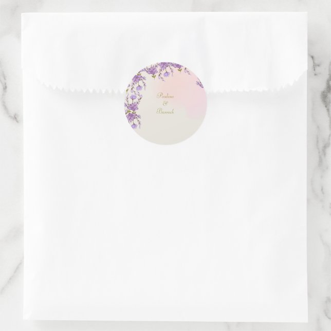 Redonda pegatina floral lila (Bolso)