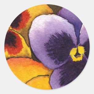 Redonda pegatina floral "Pansy #1"